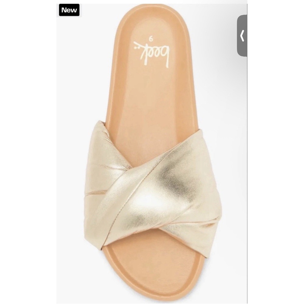 Beek Tesia Gold Slide Sandals 9 $250
